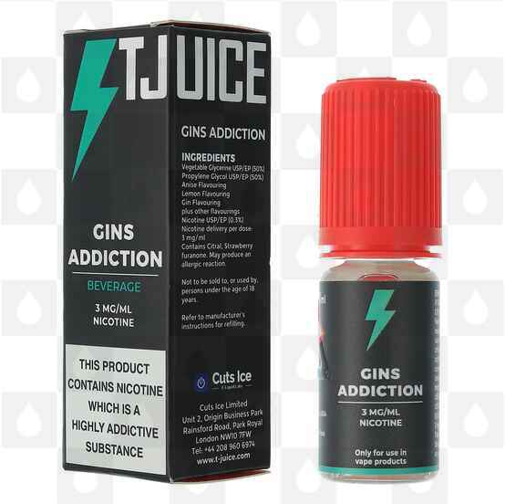 Gins Addiction by Halcyon Haze | T-Juice E Liquid | 10ml Bottles, Nicotine Strength: 3mg, Size: 10ml (1x10ml)
